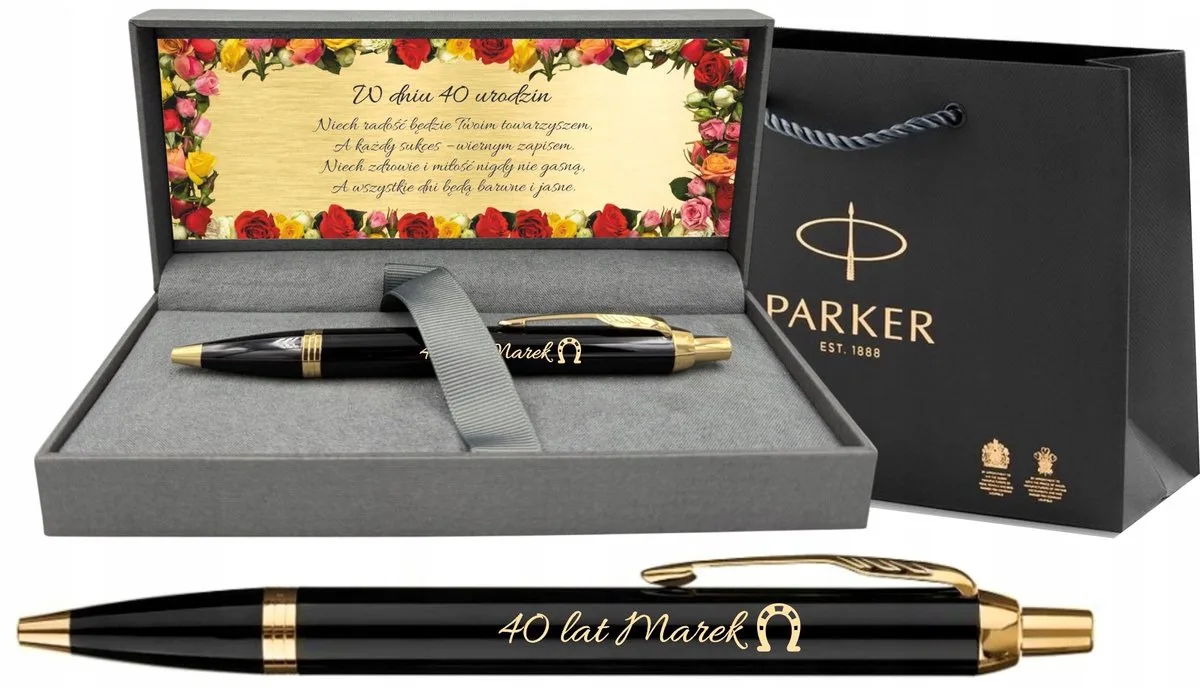 IM GT zwarte pen met gouden accent en persoonlijke gravure van Parker in Zwart – productfoto