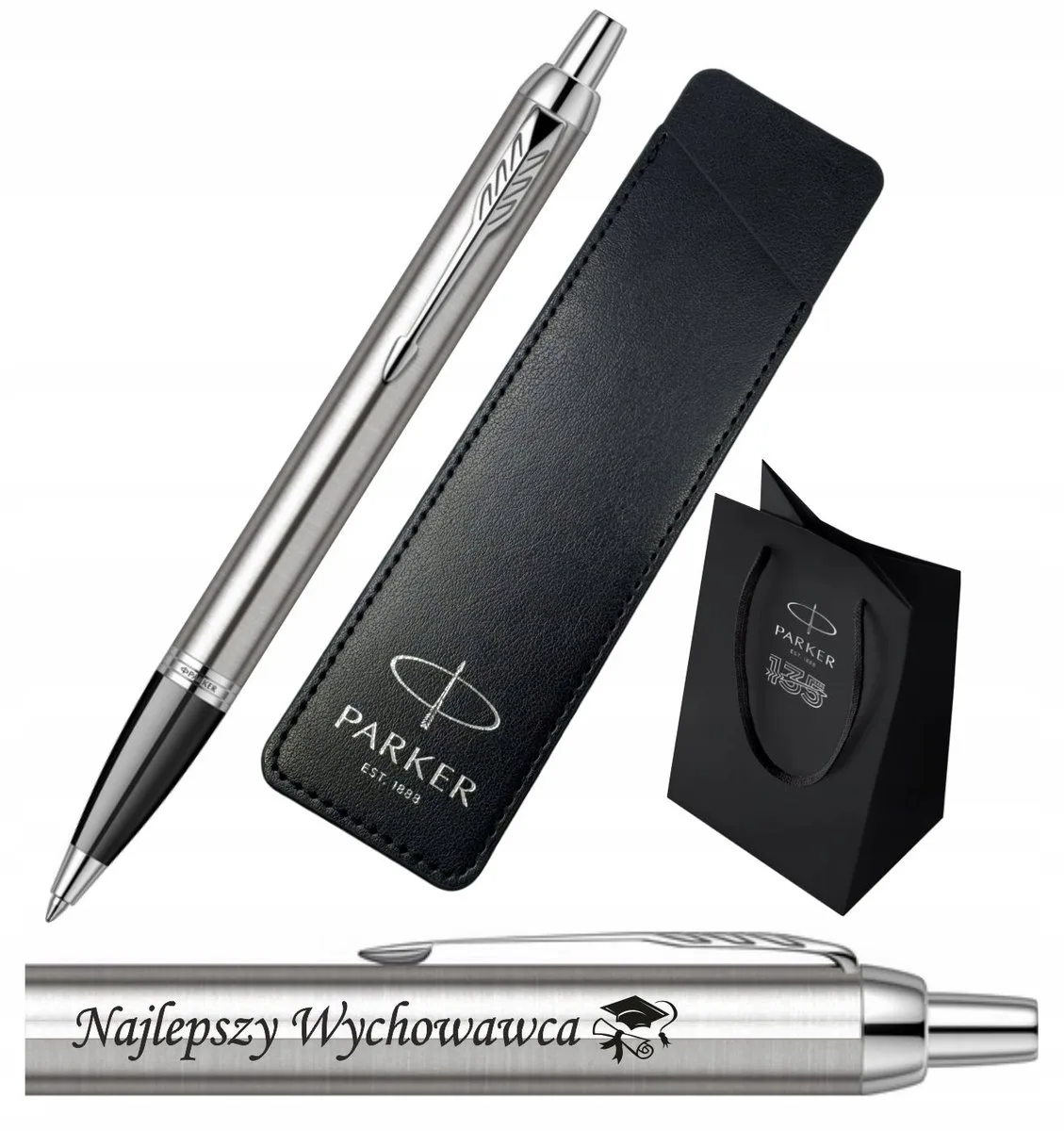 IM Metal Pen Zilver met Gravure & Luxe Geschenkdoos de Parker en Argent – photo produit