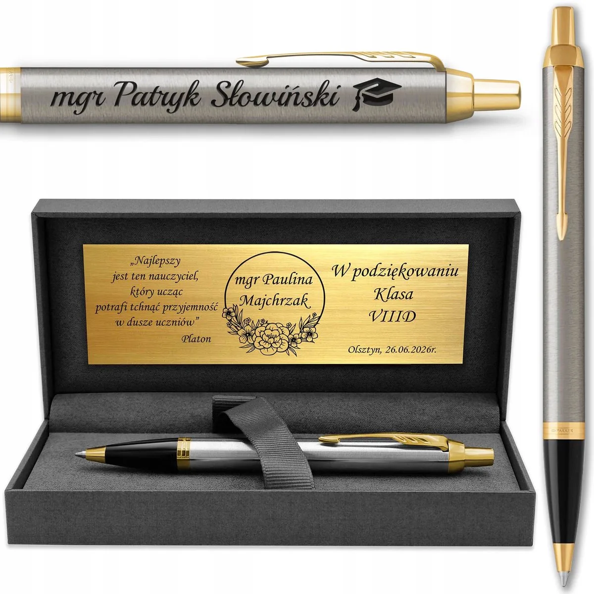 IM Verguld met Gravure - Luxe Cadeau Pen fra Parker i Brushed GT – produktbillede