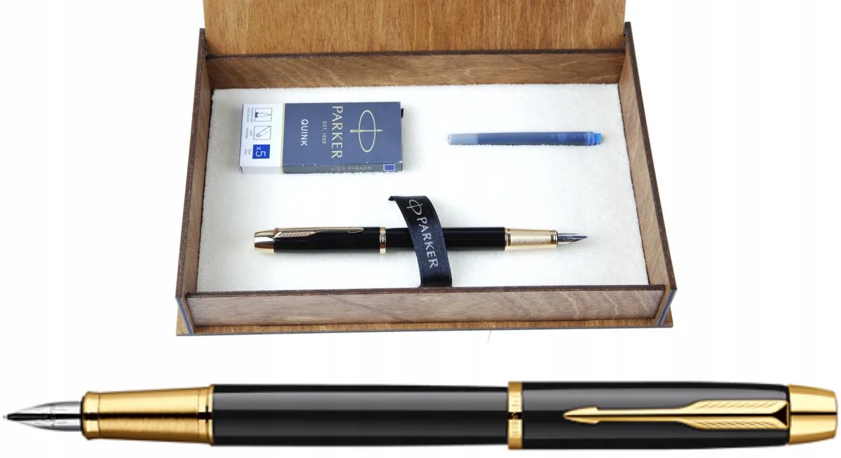 IM Vulpen met Gravure op Hout & Pen - Blauwe Inkt de Parker – photo produit
