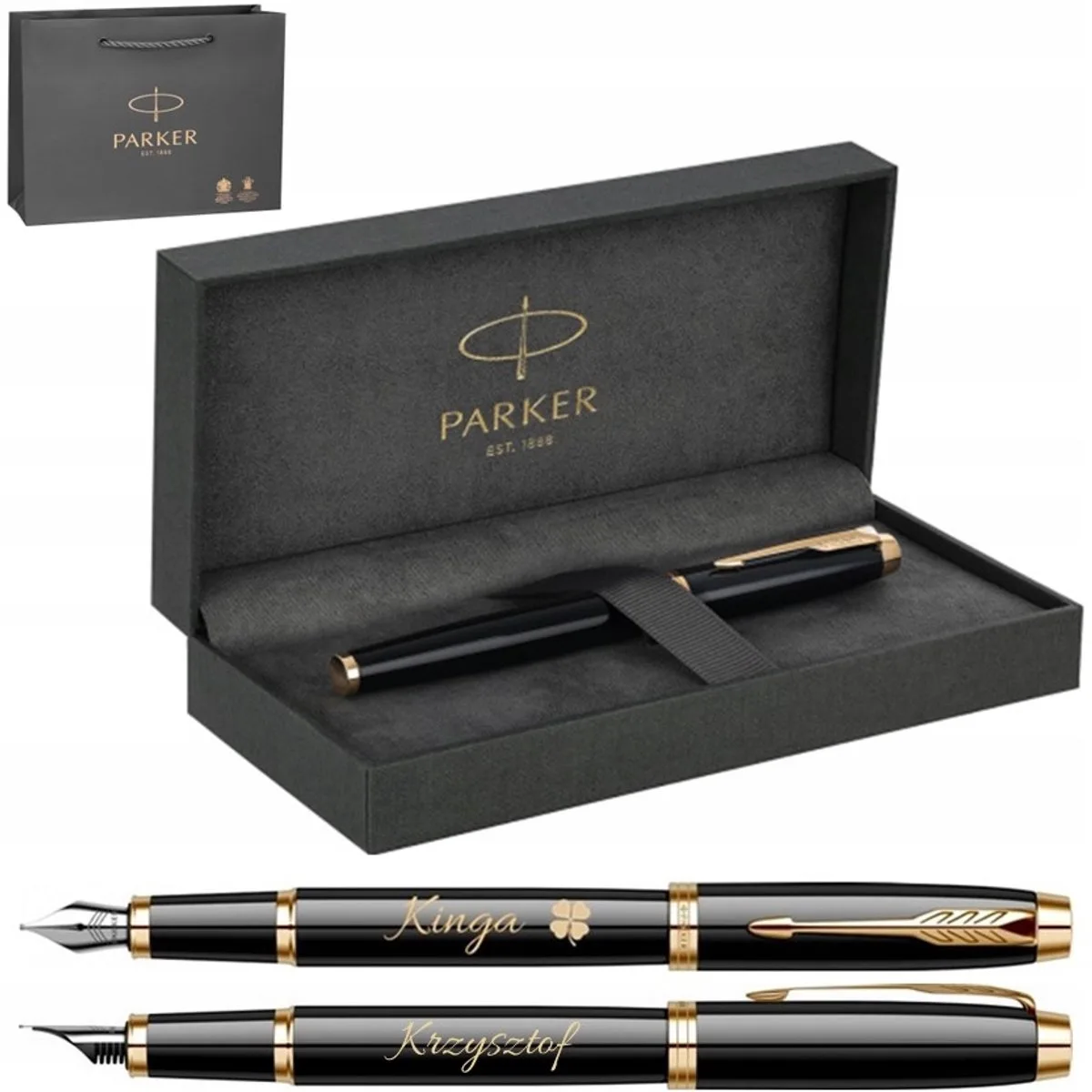 IM Vulpen Zwart Gelakt Goud GT - Luxe Geschenk met Gravure de Parker – photo produit