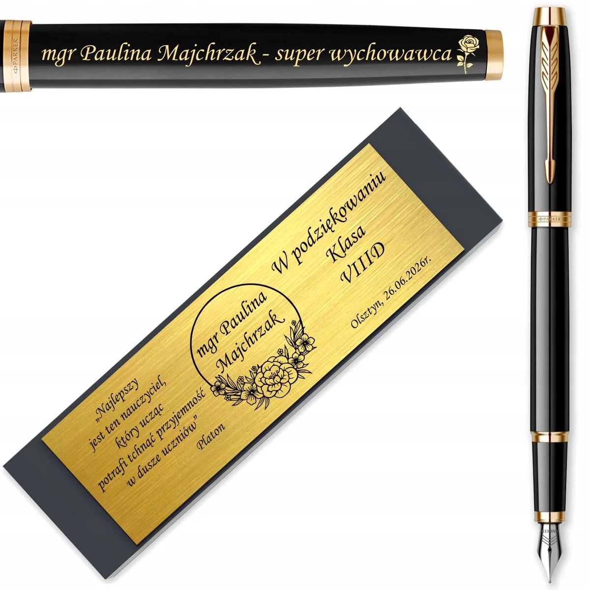 IM Zwart Gouden Vulpen met Gratis Gravering - Luxe Cadeau de Parker – photo produit
