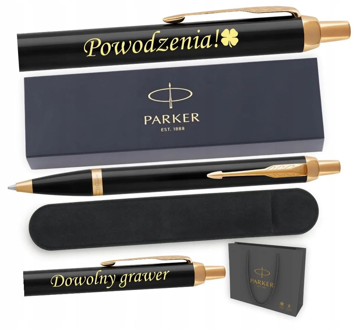 IM Zwarte Pen met Gravure & Etui - Luxe Cadeau de Parker – photo produit