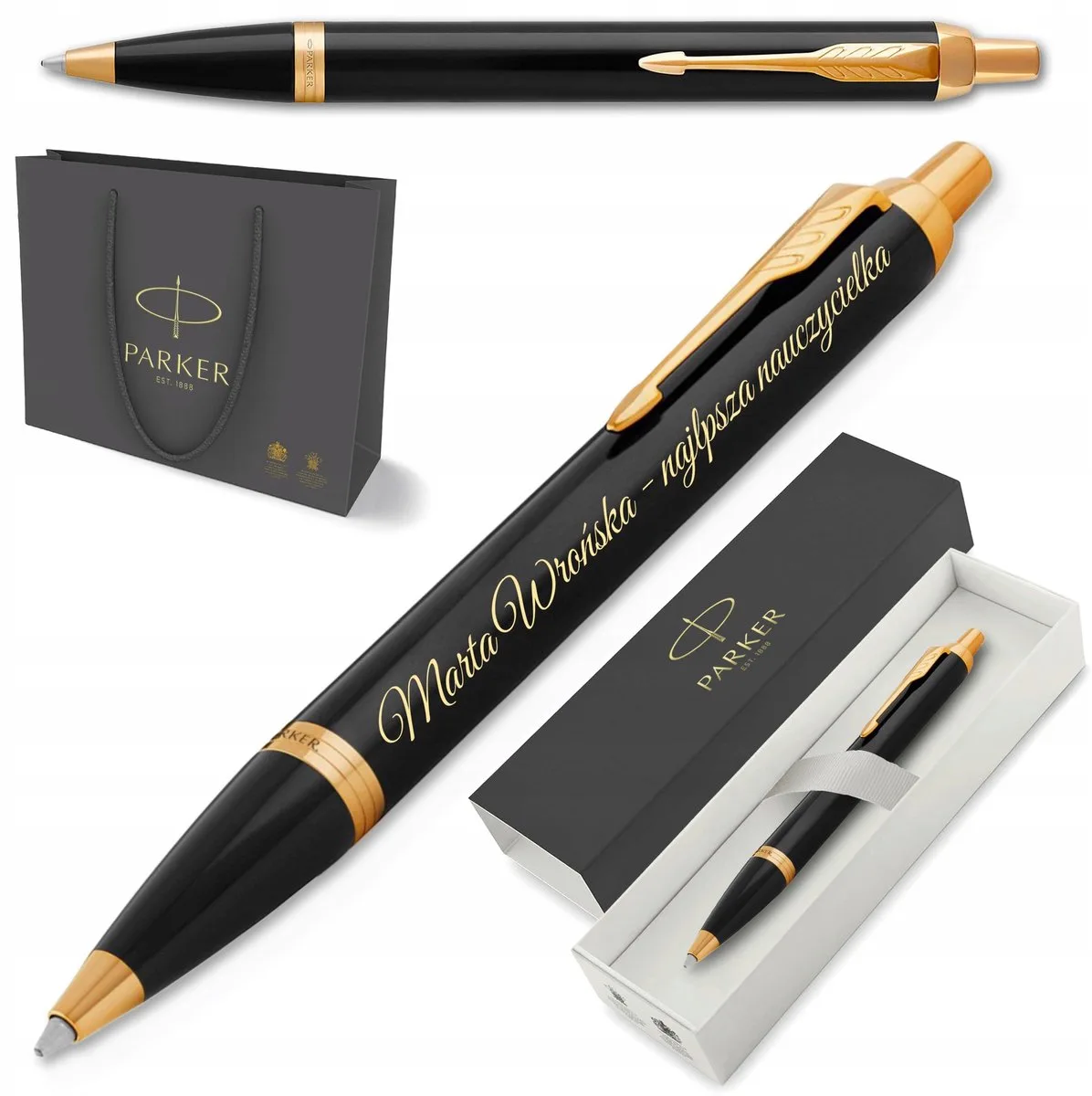 IM Zwarte Pen met Vergulde Details & Gratis Gravure de Parker en Noir – photo produit
