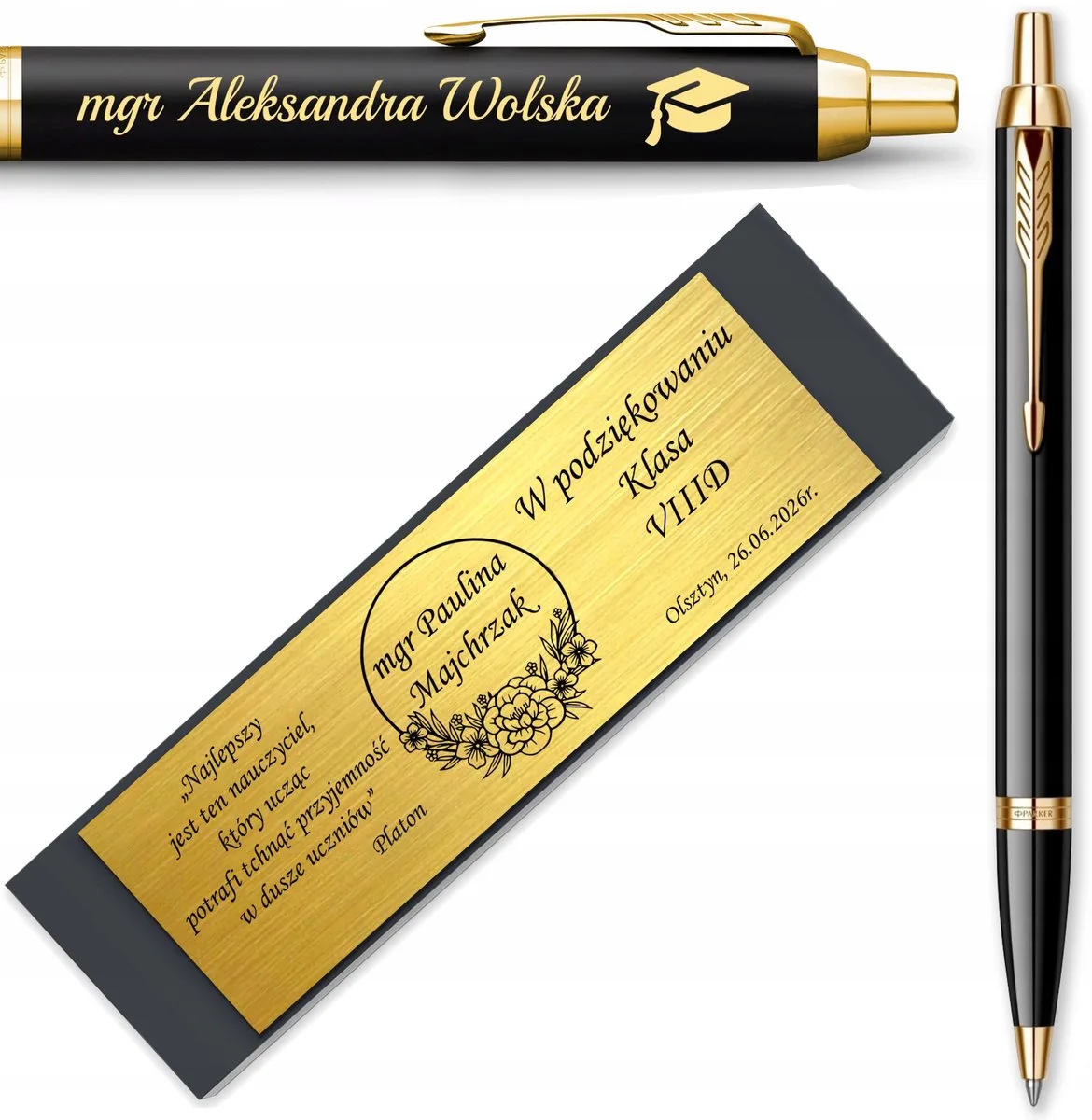 IM Zwarte Vergulde Pen met Gravure - Perfect Cadeau van Parker – productfoto