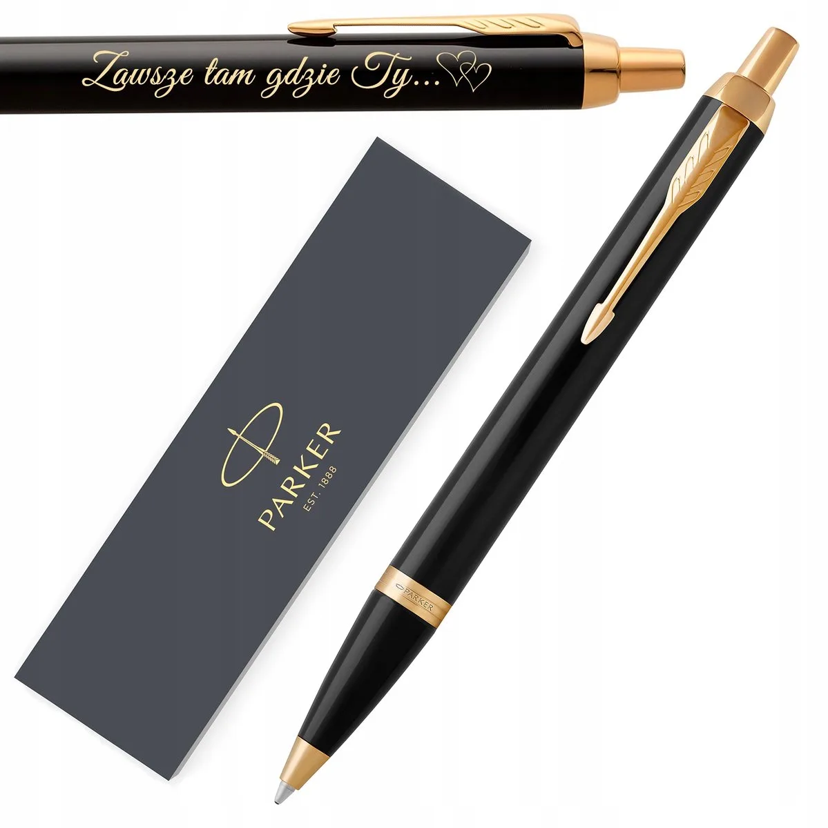IM Zwarte Vulpen met 23 karaat gouden details en gratis gravure de Parker en Noir – photo produit