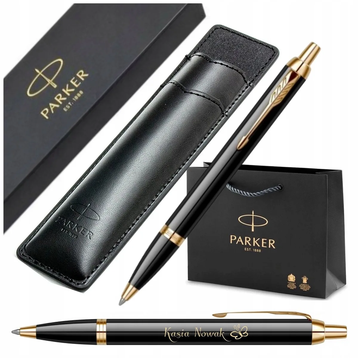 IM Zwarte Vulpen met Gouden Details & Gravure - Luxe Geschenkset de Parker – photo produit