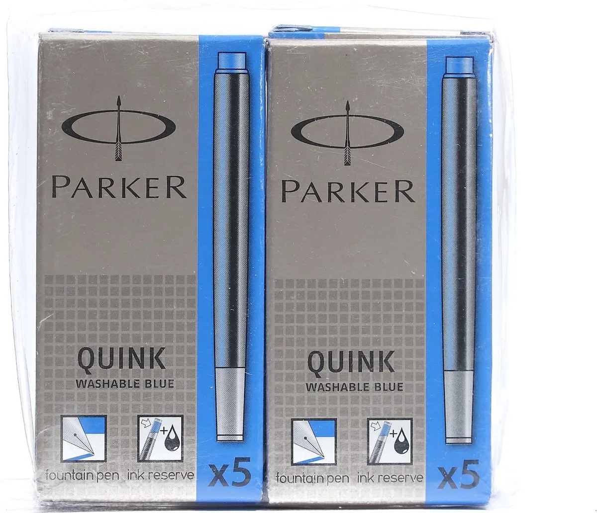 Inktpatronen - Penvulling -wasbare blauwe inktcartridge, Koningsblauw - 4 x 5 stuks de Parker en Bleu – photo produit
