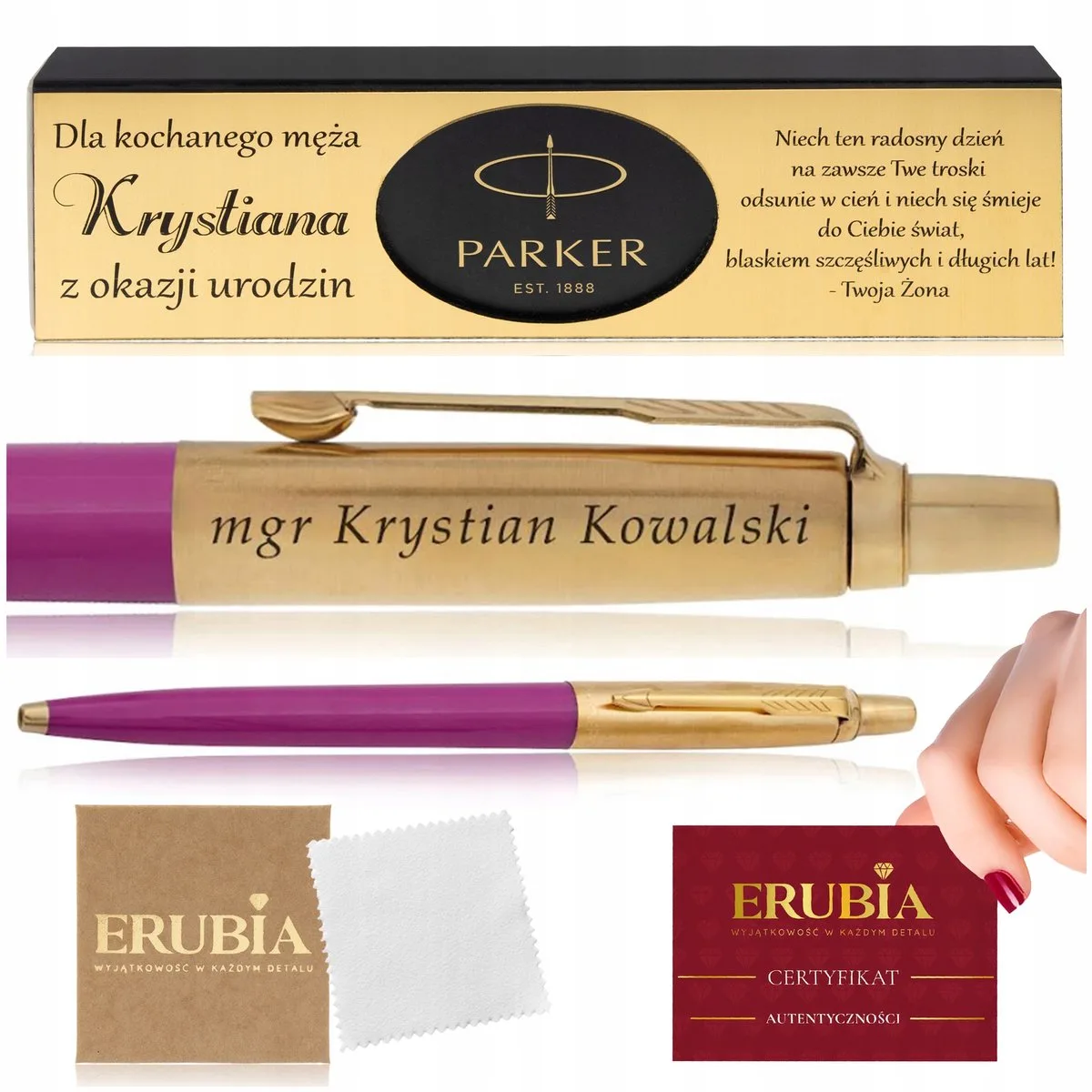 Jotter 24 karaat gouden balpen - Magenta - Met gravure de Parker – photo produit