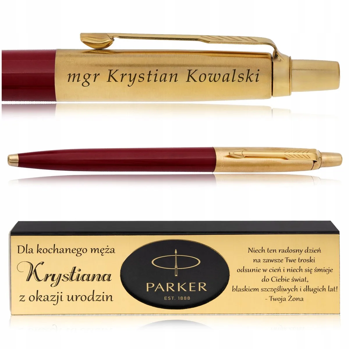 Jotter 24 Karaat Gouden Pen Rood + Luxe Doos & Gravering de Parker en Or – photo produit