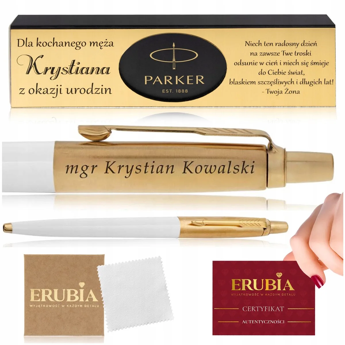 Jotter 24K Gouden Pen met Gravure von Parker in Weiß – Produktfoto