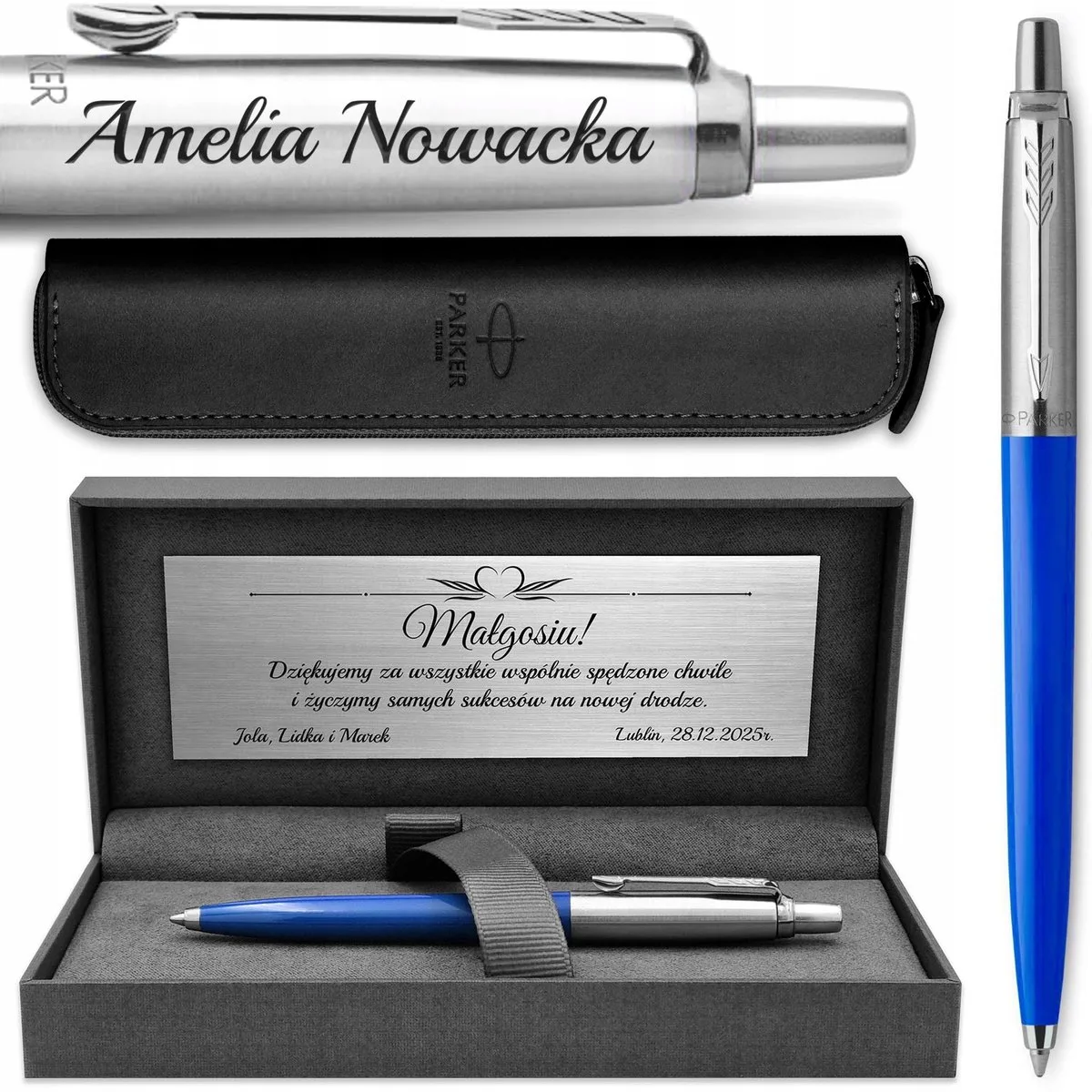 Jotter 60 Blauwe Pen met gravure en etui - perfect cadeau de Parker en Bleu – photo produit