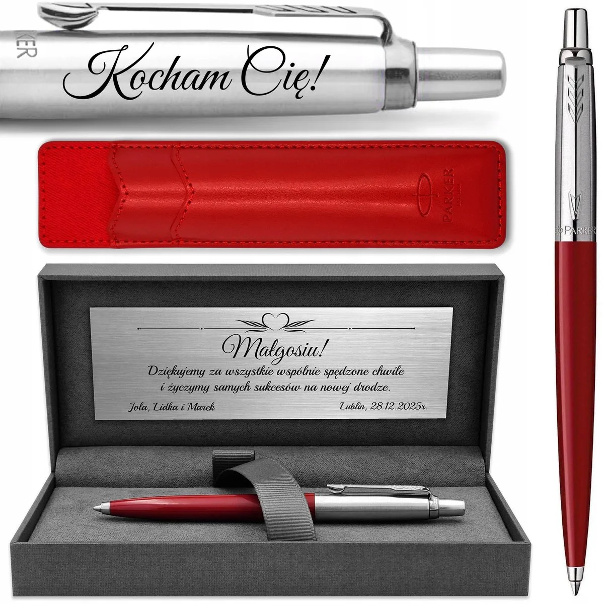 Jotter 60 Rode Pen met gravure en luxe etui - perfect cadeau van Parker in Rood – productfoto