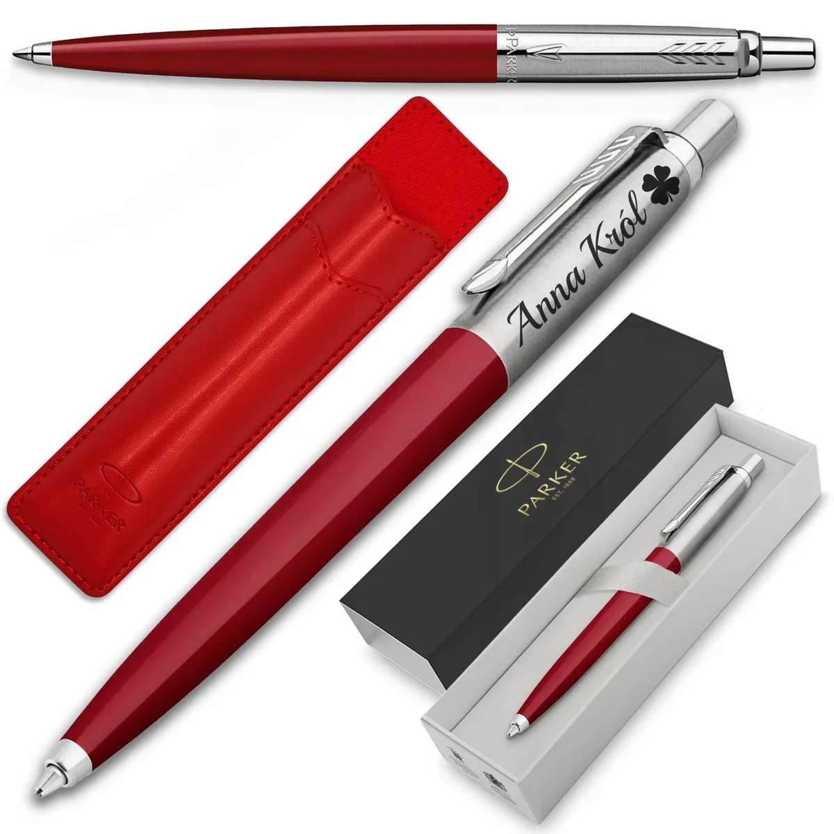 Jotter 60 Rode Pen met gravure en luxe etui - perfect cadeau de Parker en Rouge – photo produit