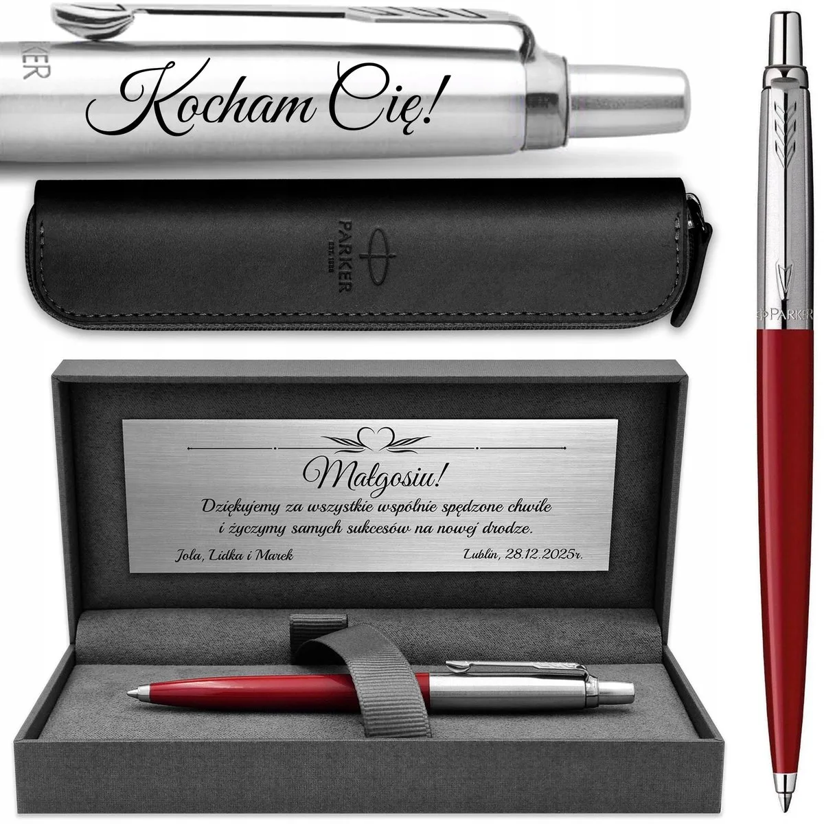 Jotter 60 Rode Pen met Gravure en Luxe Geschenkdoos van Parker in Rood – productfoto