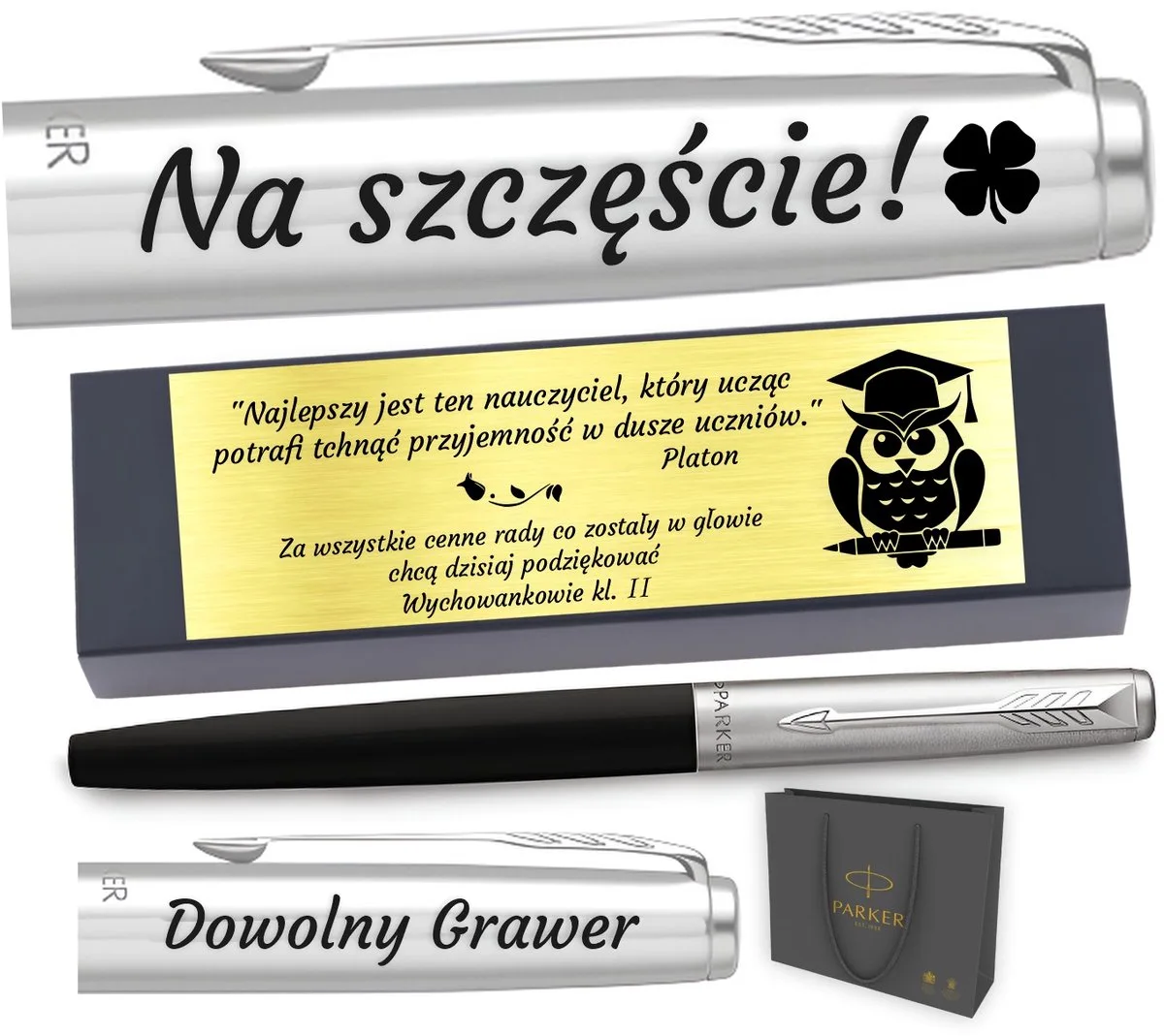 Jotter 60 Vulpen met Gratis Gravure en Gouden Plaquette fra Parker i Sort – produktbillede