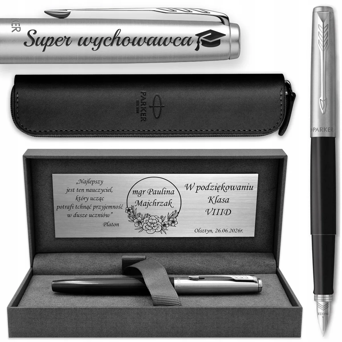 Jotter 60 Vulpen met gravure en etui - perfect cadeau van Parker in Zwart – productfoto