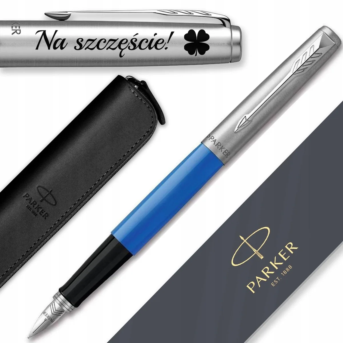 Jotter 60 Vulpen met Gravure en Luxe Etui de Parker en Bleu – photo produit
