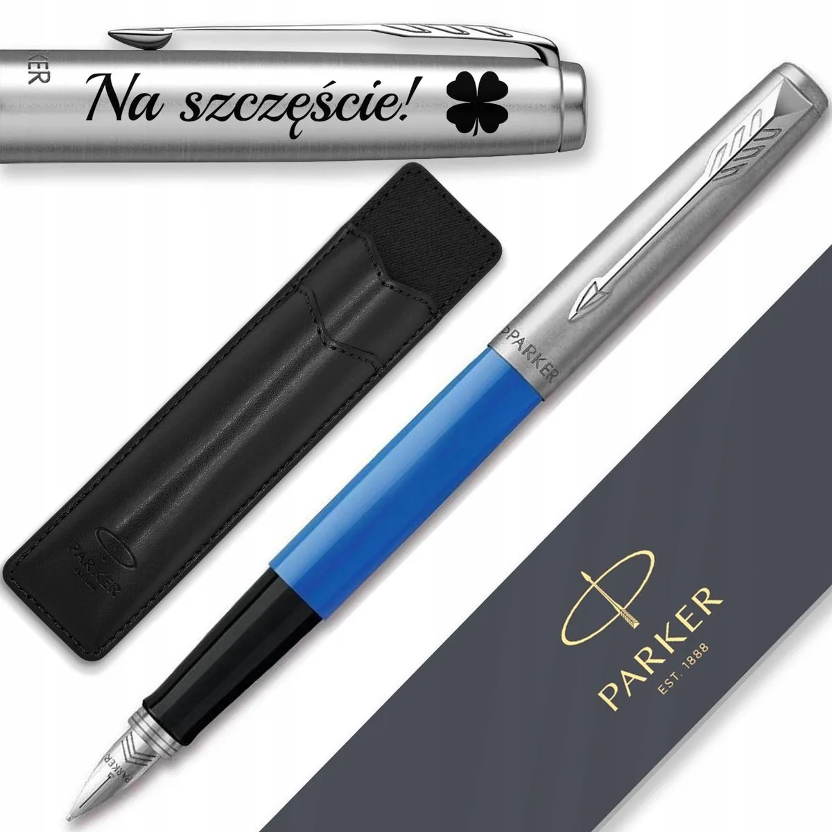 Jotter 60 Vulpen met Zwart Kast & Gratis Gravure van Parker in Blauw – productfoto