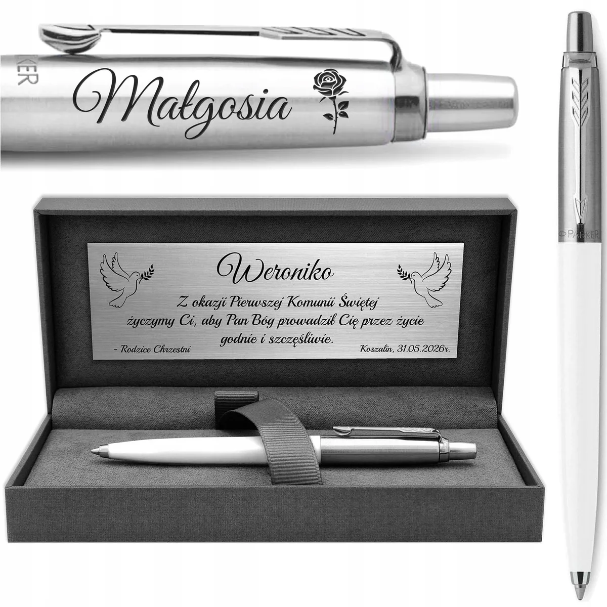 Jotter 60 Wit Pen met Gravering - Perfect Cadeau Communie van Parker – productfoto
