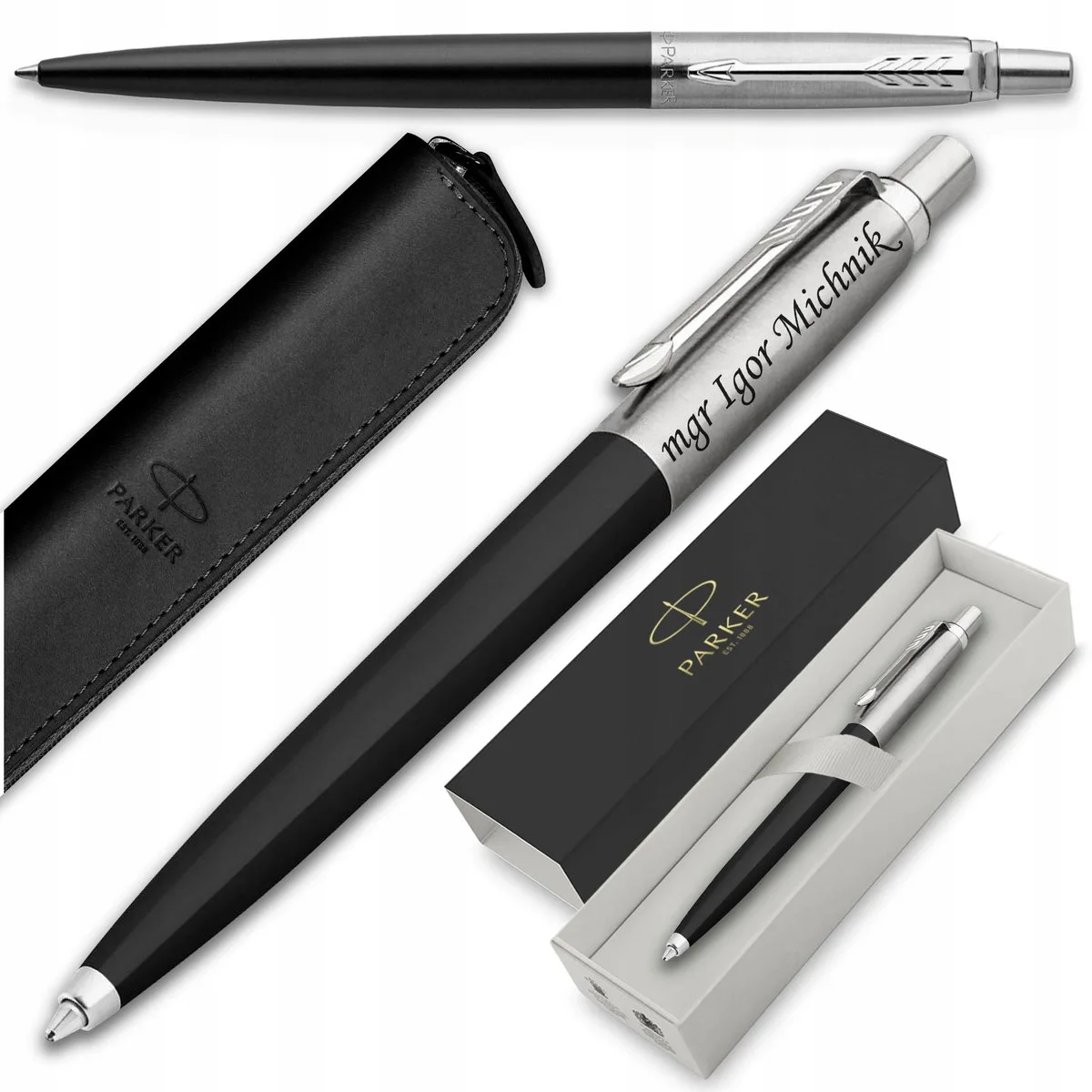 Jotter 60 zwarte pen met etui en gratis gravure - perfect cadeau de Parker en Noir – photo produit