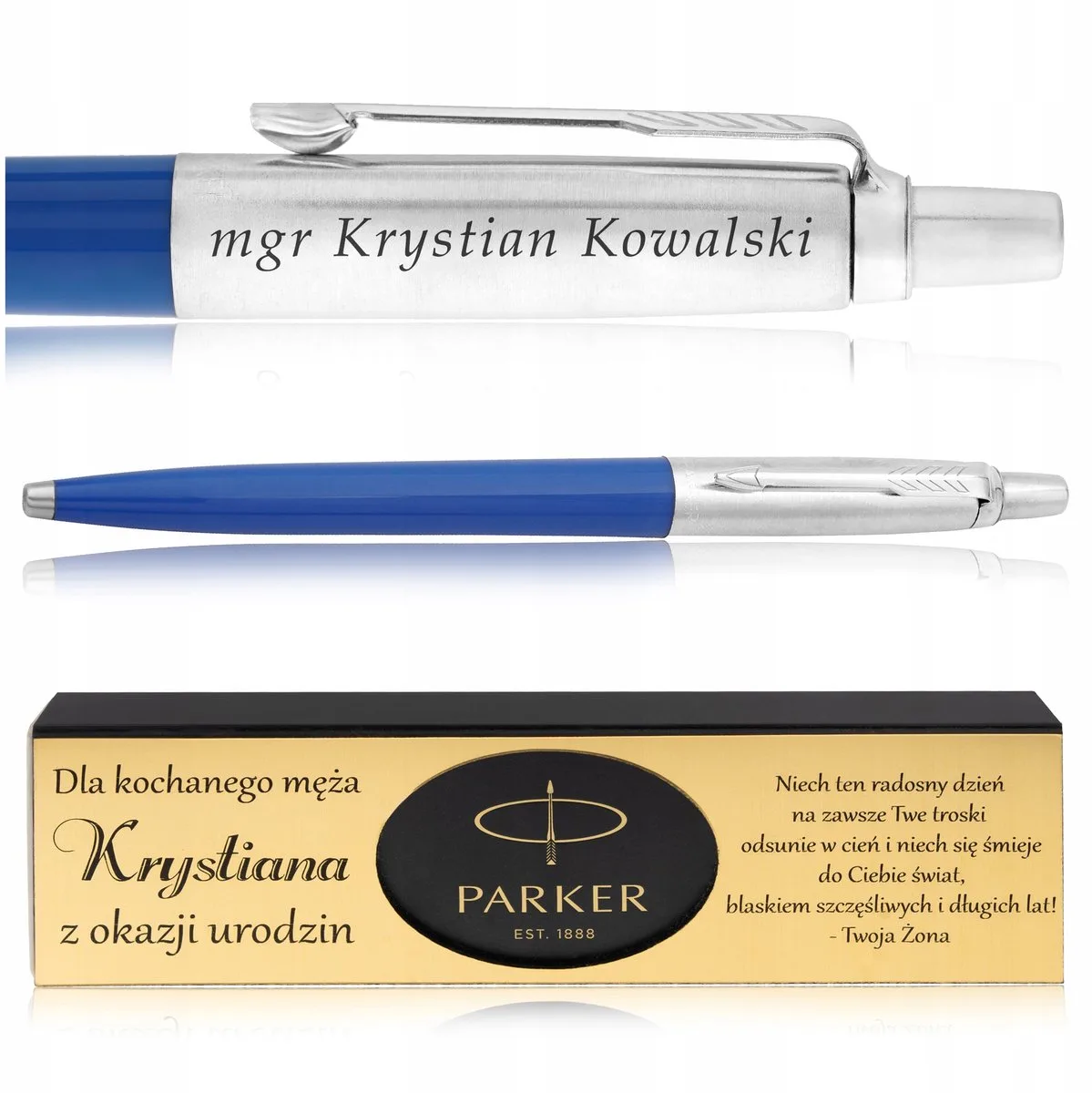 Jotter Blauwe Pen met Gravure & Luxe Geschenkdoos de Parker – photo produit