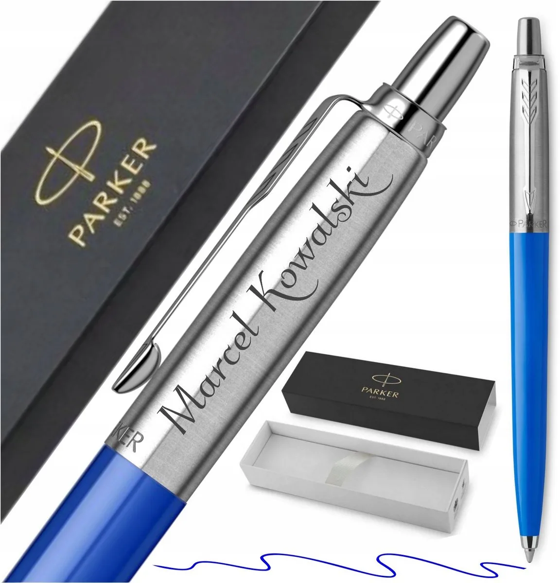 Jotter Blauwe Pen met Gravure - Persoonlijk jubileumgeschenk de Parker en Bleu – photo produit