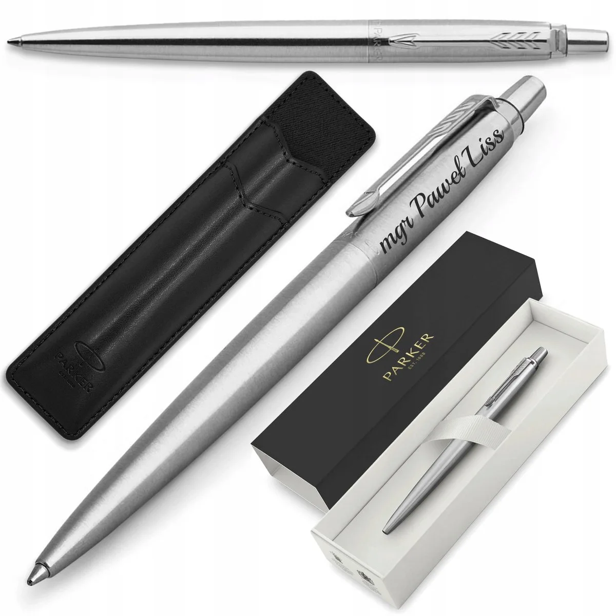Jotter CT-pen met etui en gravure - perfecte cadeau van Parker in Grijs- en zilverkleurig – productfoto