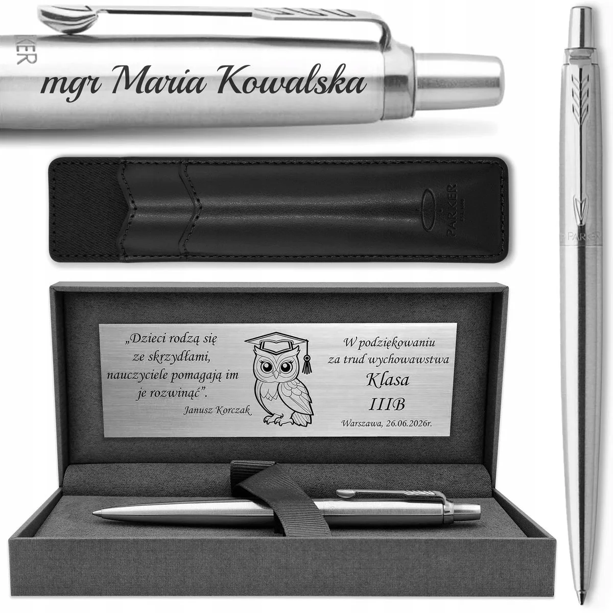 Jotter CT Pen met Gravure en Luxe Geschenkdoos - Perfect Cadeau van Parker in Grijs en zilver tinten – productfoto