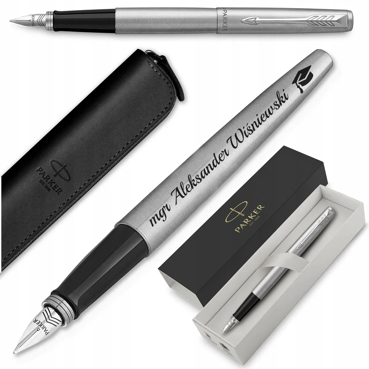 Jotter CT Vulpen met Gravure & Luxe Geschenkdoos - Perfect Cadeau by Parker in Silver – product photo