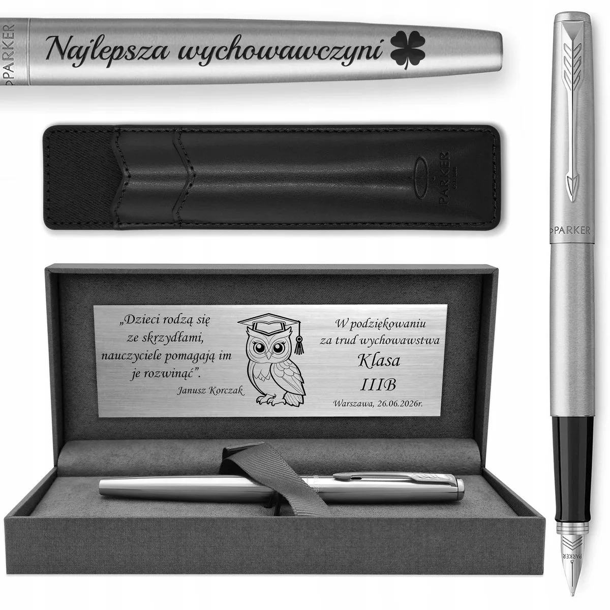 Jotter CT Vulpen met Gravure & Luxe Geschenkdoos van Parker in Zilver – productfoto