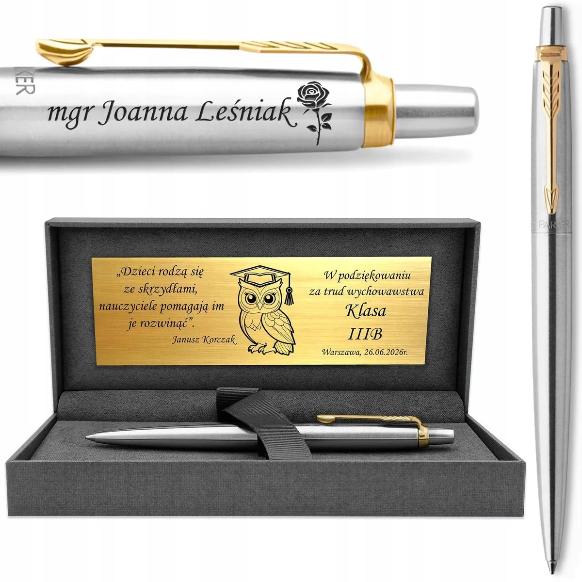 Jotter GT-pen met gravure - luxe cadeau by Parker in Grijstinten en zilver – product photo