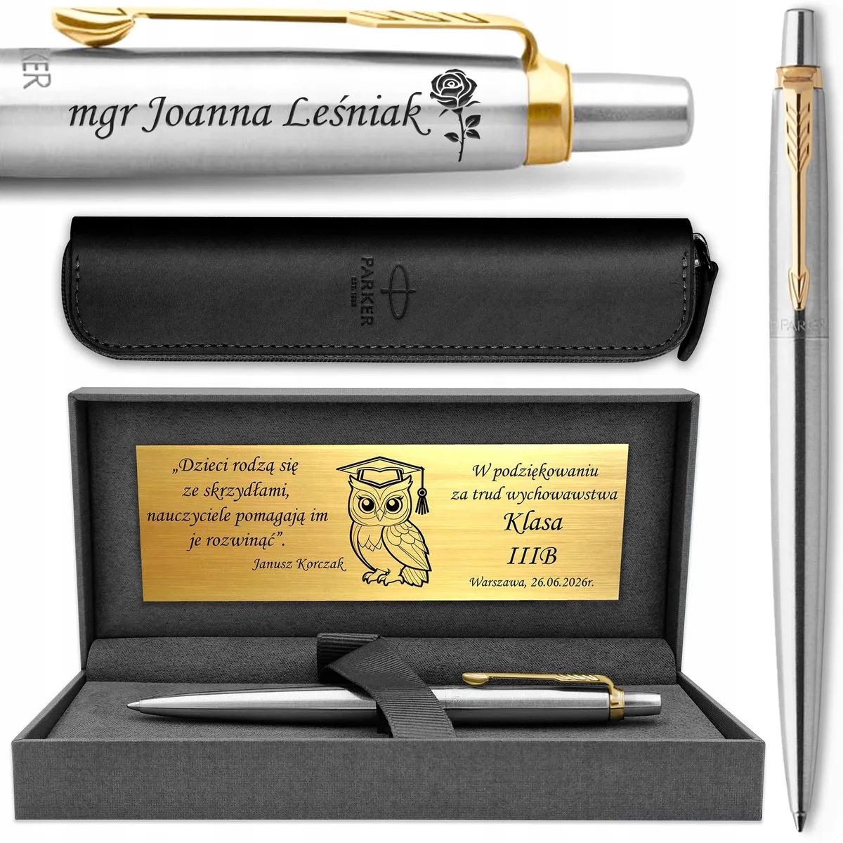 Jotter GT Pen met Gravure - Luxe Cadeauset van Parker in Grijs- en zilverkleurig – productfoto