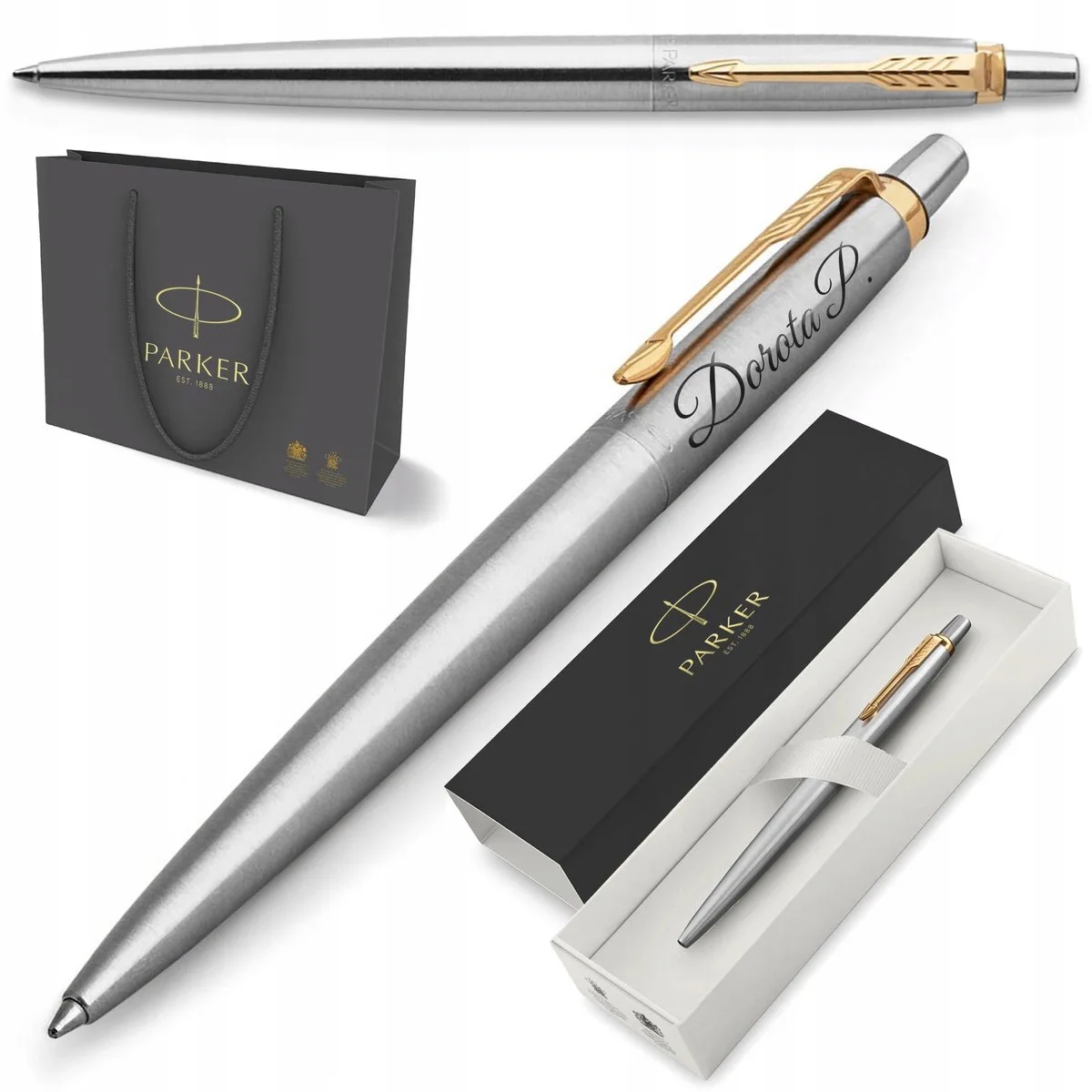 Jotter GT Verguld Pen met ENGRAVURE - Perfect Cadeau de Parker en Argent – photo produit