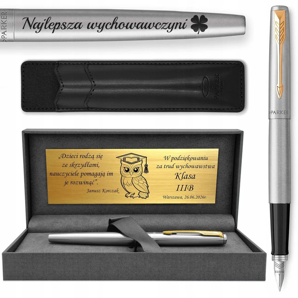 Jotter GT Vulpen met Gravure & Luxe Geschenkdoos fra Parker i Sølv – produktbillede