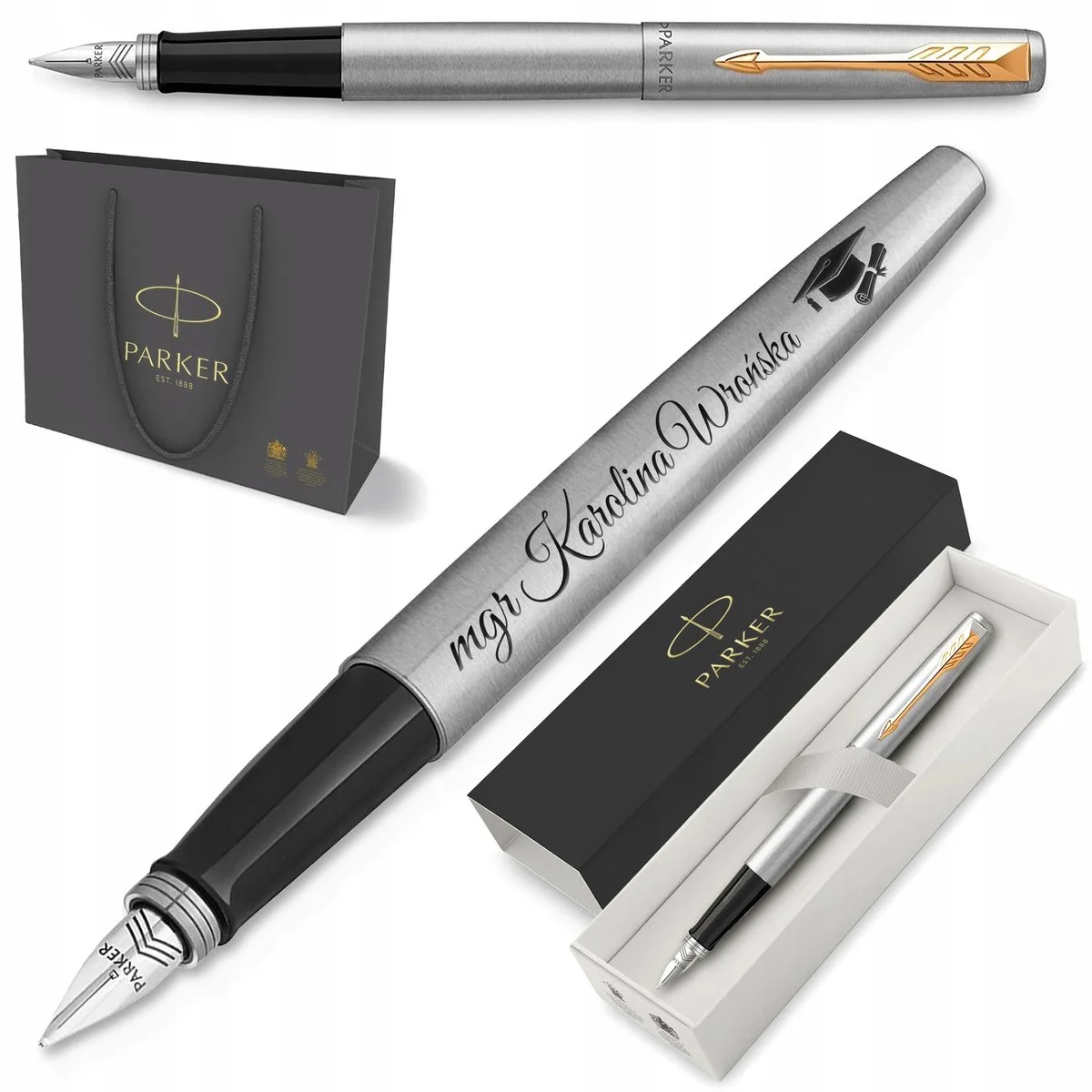 Jotter GT Vulpen Verguld met Gravure - Elegant Cadeau de Parker en Argent – photo produit