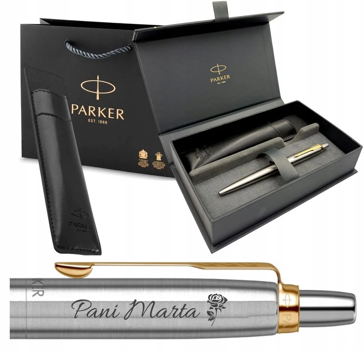 Jotter Luxe Pen: Goudkleurig met gravure, cadeau en doosje de Parker en Or – photo produit