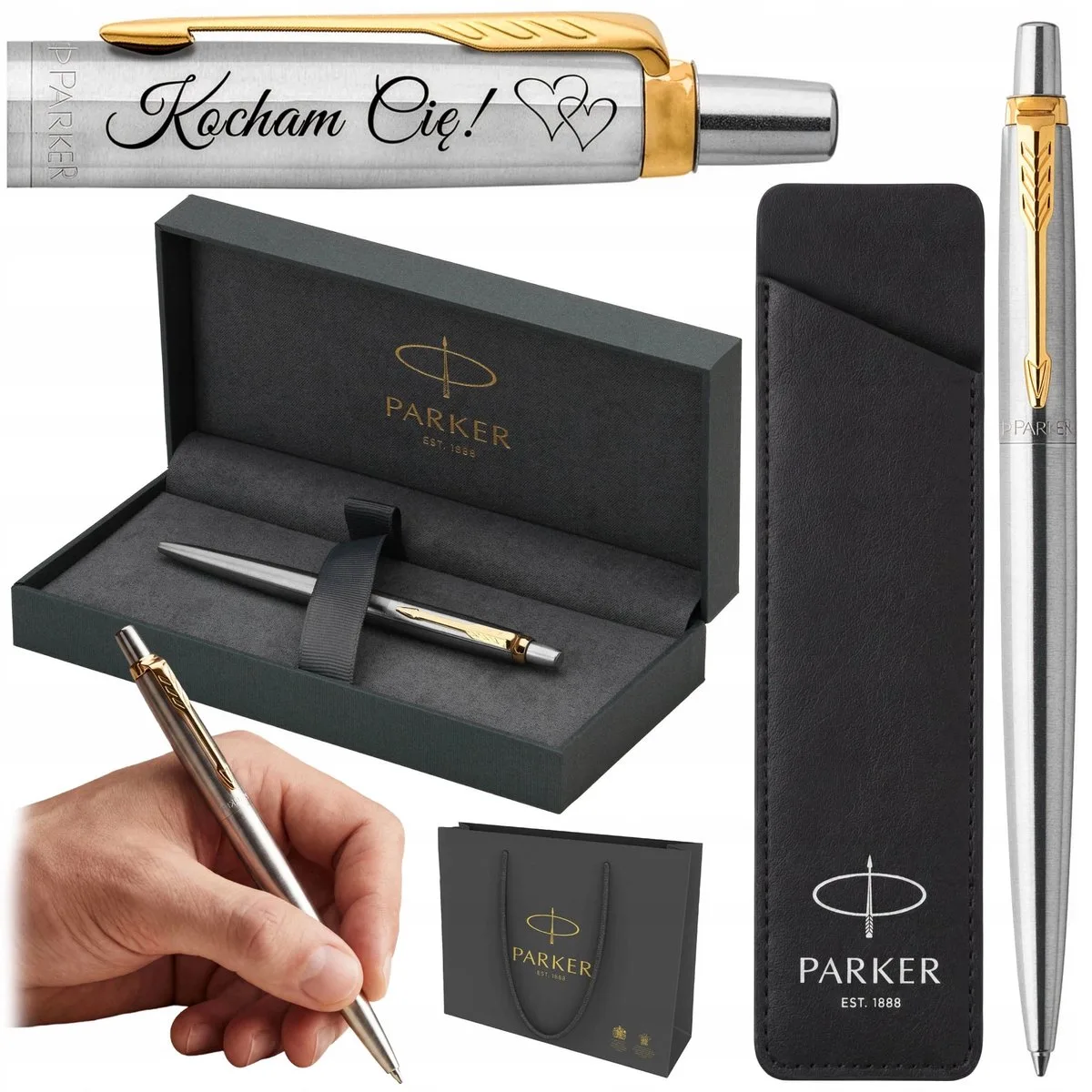 Jotter luxe pen met gravure en leeretui - perfect cadeau de Parker – photo produit