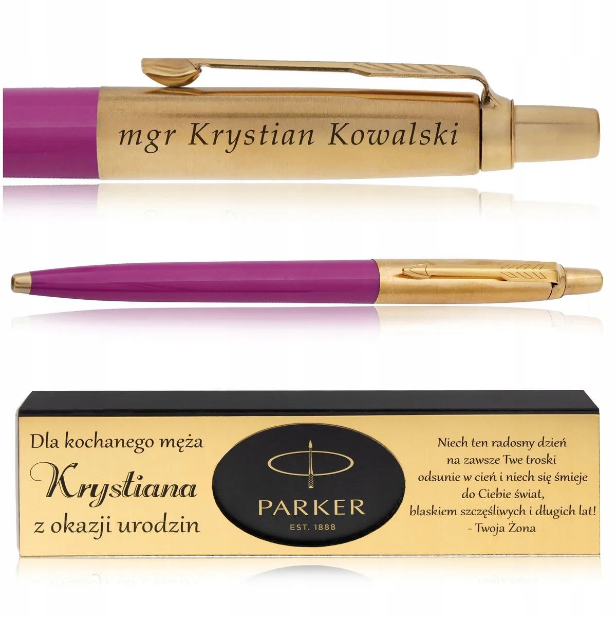 Jotter Magenta 24 Karaat Gouden Pen met Gravure in Luxe Doos van Parker – productfoto