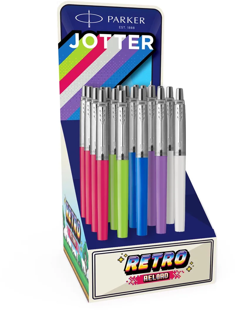Jotter Originals balpen 90's, medium, geassorteerde kleuren, display van 20 stuks de Parker – photo produit