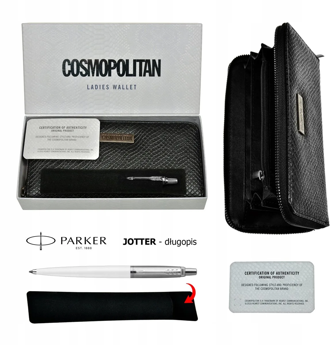 Jotter Originals witte CT-pen + Cosmopolitan portemonnee von Parker in Weiß – Produktfoto