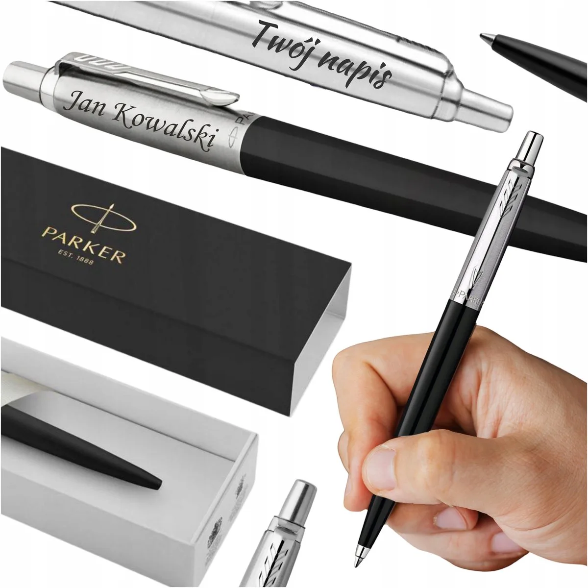 Jotter Pen met gepersonaliseerde gravure de Parker en Noir – photo produit