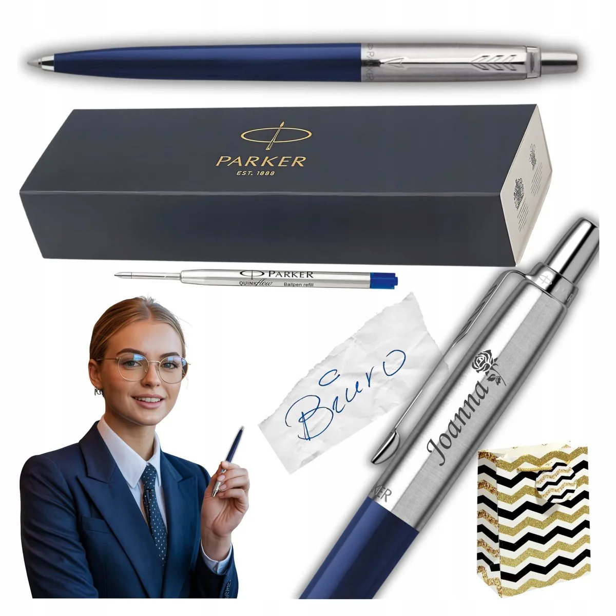Jotter Pen met Gravering & Cadeautas - Luxe Schrijven de Parker en Granaten – photo produit