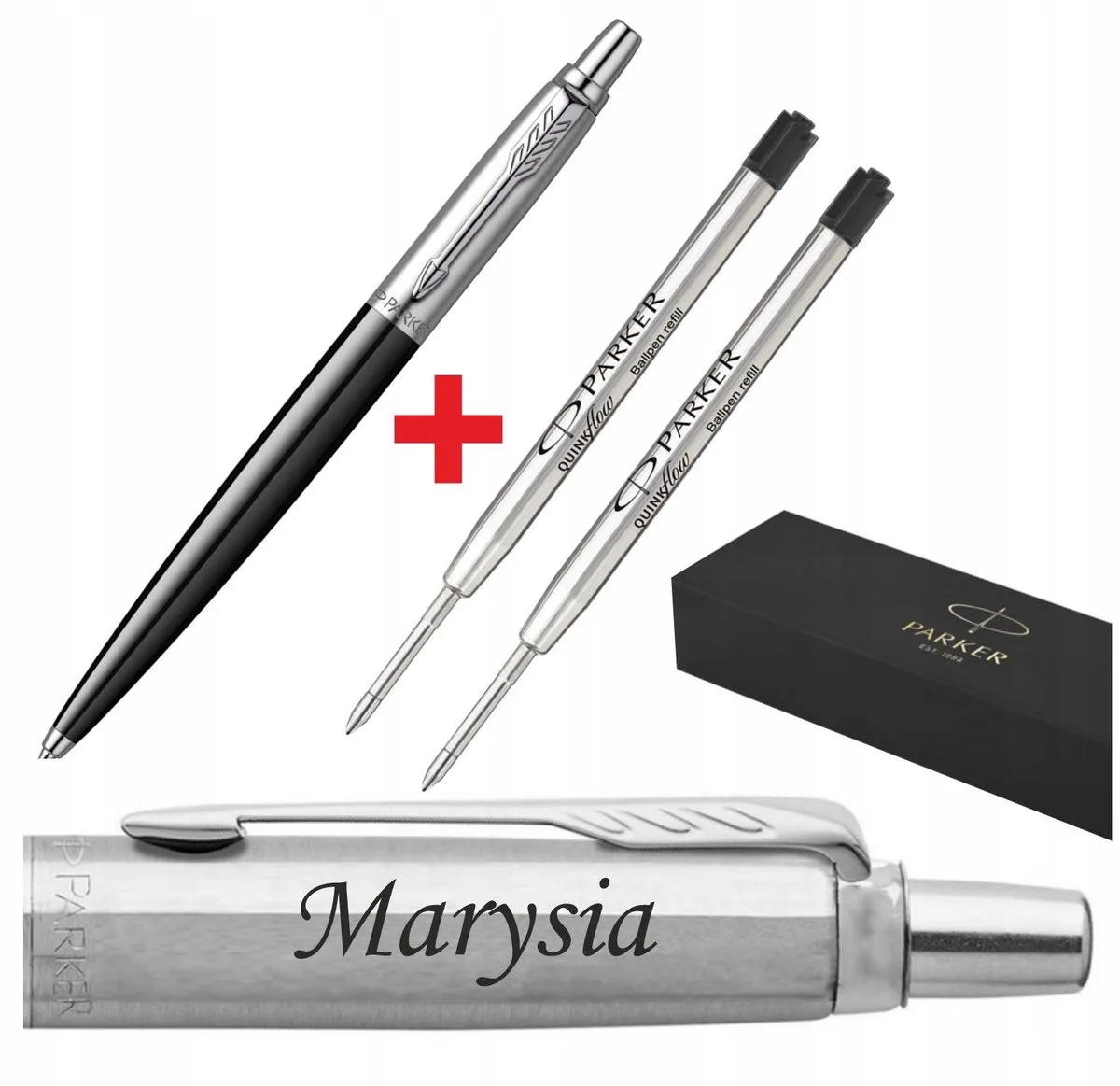 Jotter Pen met Gravure - Cadeau + 2 Extra Vullingen von Parker in Schwarz – Produktfoto