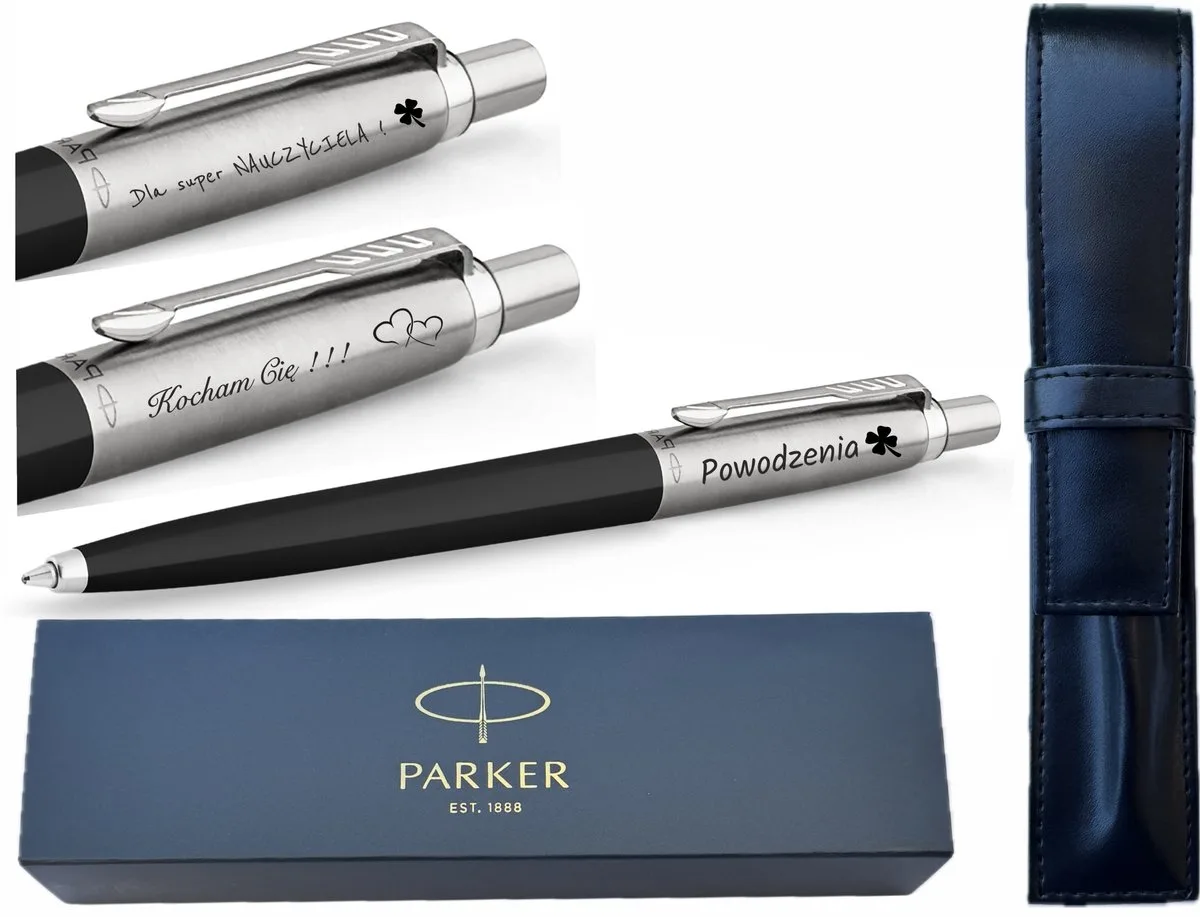 Jotter Pen met Gravure en Etui de Parker en Noir – photo produit