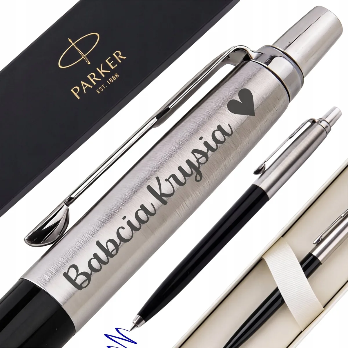 Jotter Pen met Gravure - Zwart/Zilver - Inclusief Etui by Parker – product photo