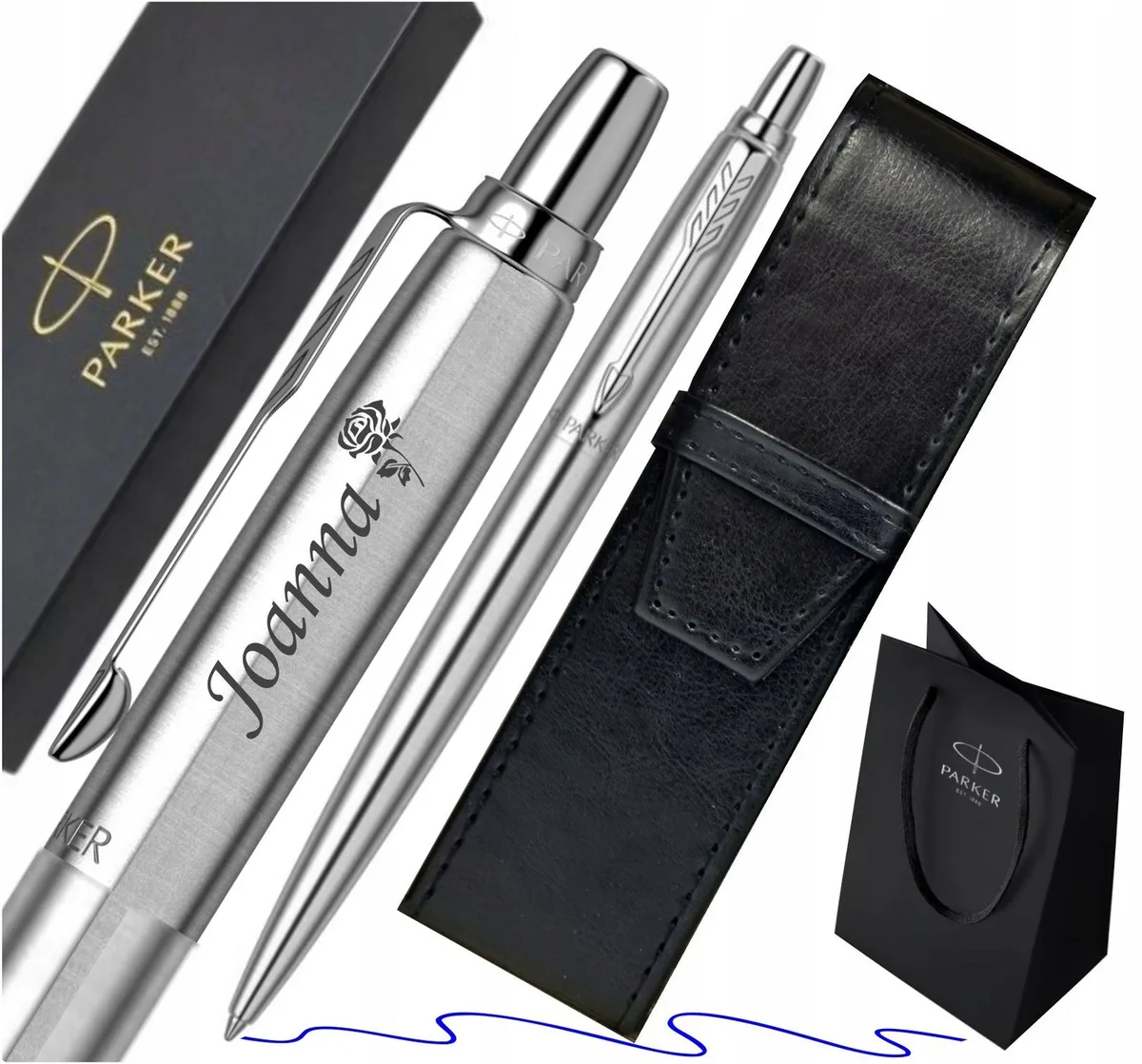 Jotter Pen Set Staal met Etui & Gepersonaliseerde Gravure fra Parker – produktbillede