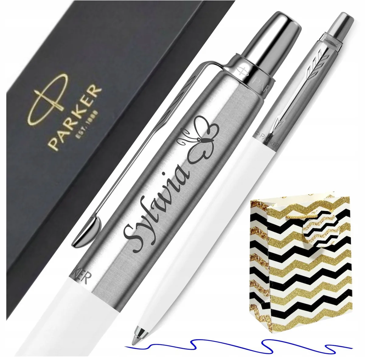 Jotter Pen Wit met Gravering & Cadeauverpakking fra Parker – produktbillede