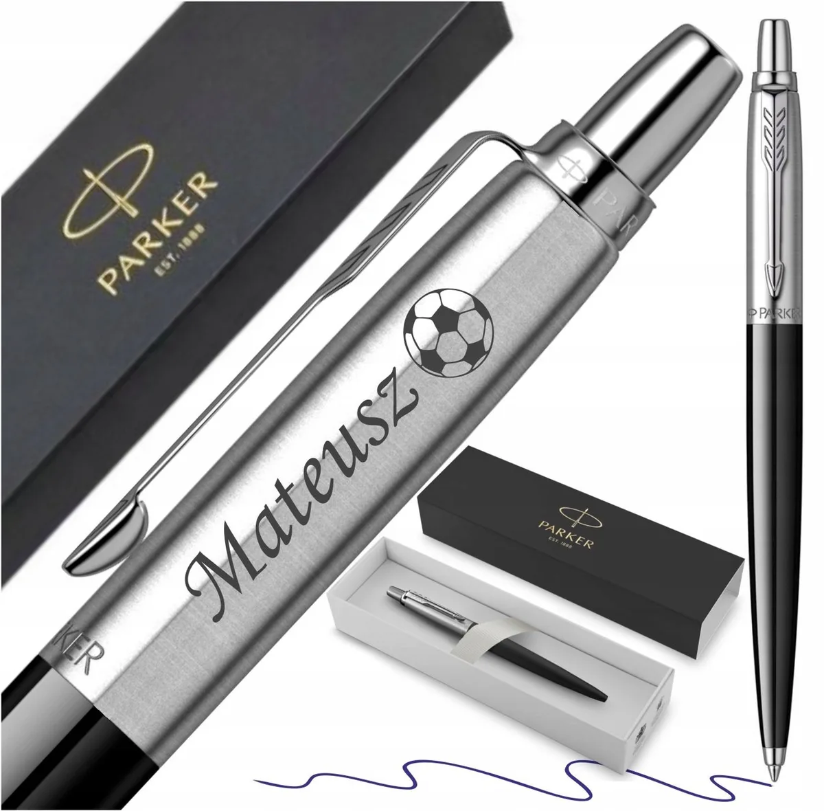 Jotter Pen Zwart met Gepersonaliseerde Gravure - Uniek Cadeau de Parker – photo produit