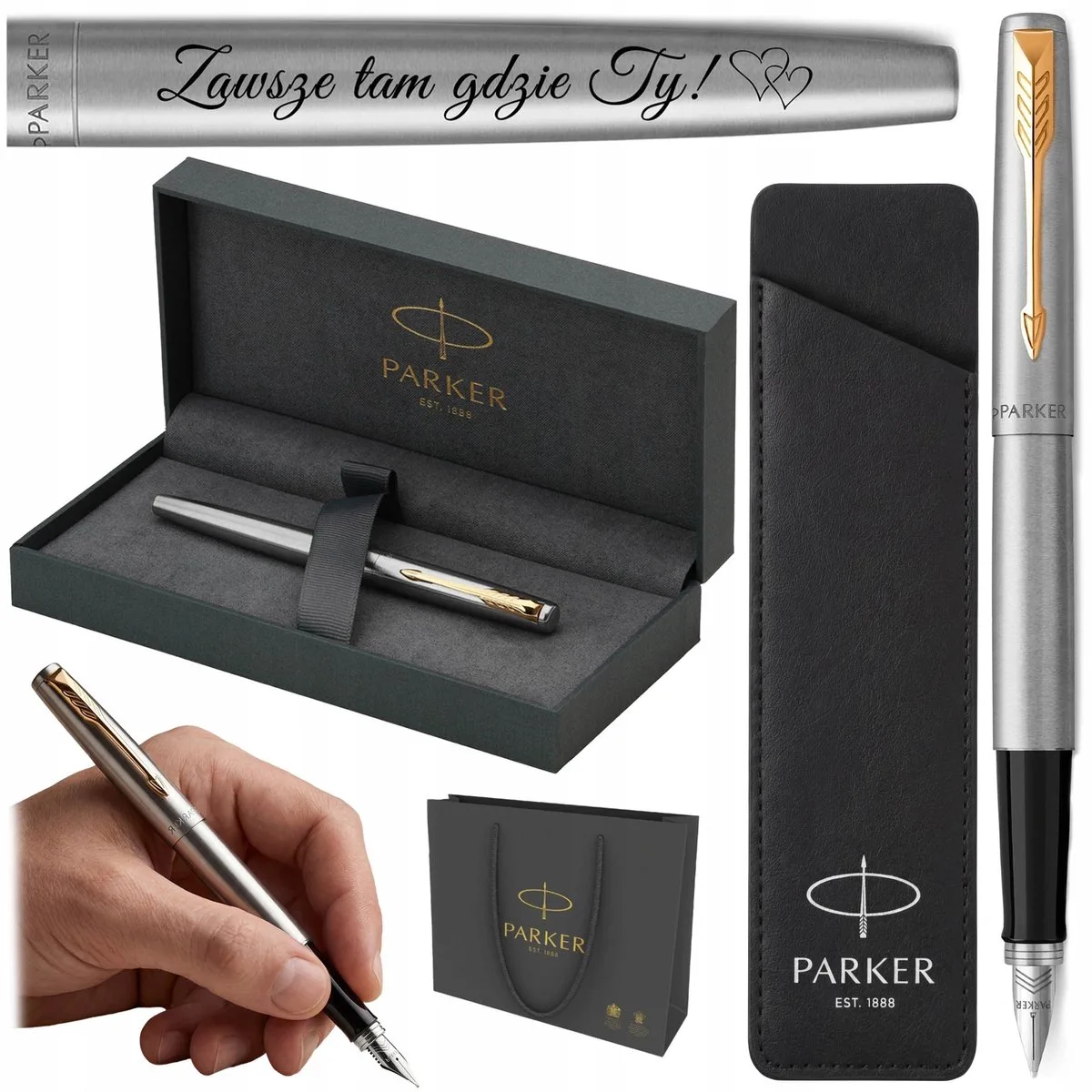 Jotter Vulpen met gravure en lederen tas - luxe cadeau de Parker – photo produit